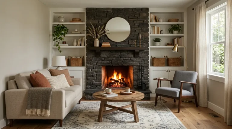 Small living room ideas with fireplace (cozy layouts)