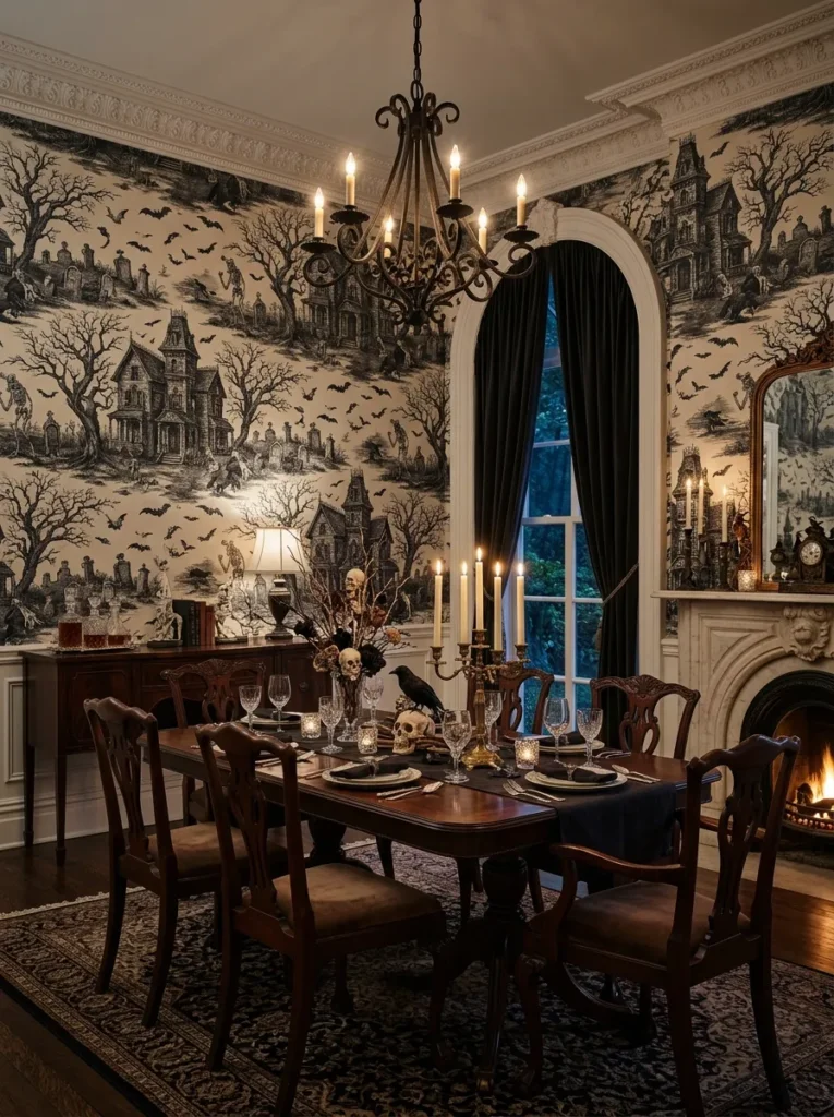 Spooky toile and storybook scenes
