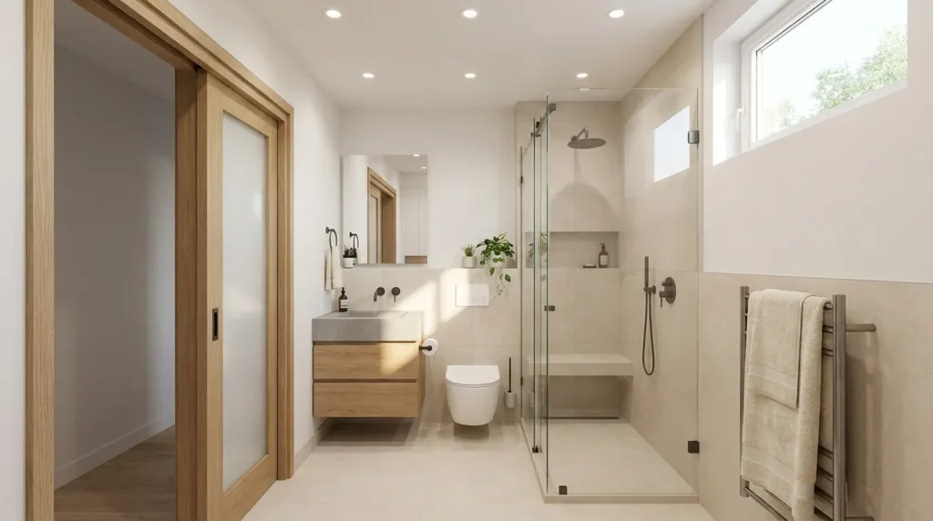 Start with a space saving bathroom layout