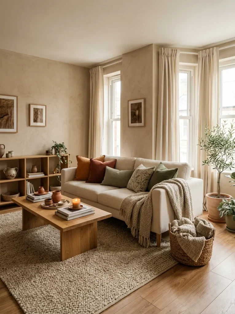Start with a warm, earthy color palette