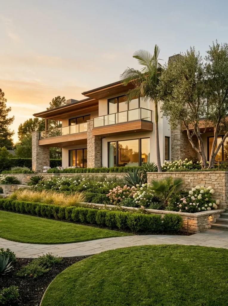 Tiered landscaping with texture Tiered landscaping with texture