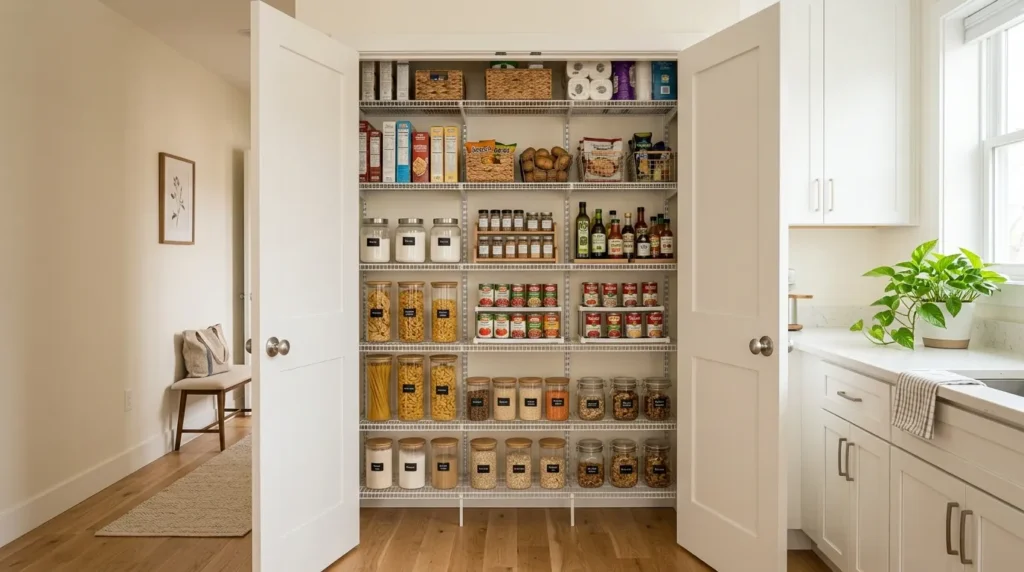 Turn a closet nearby into pantry storage