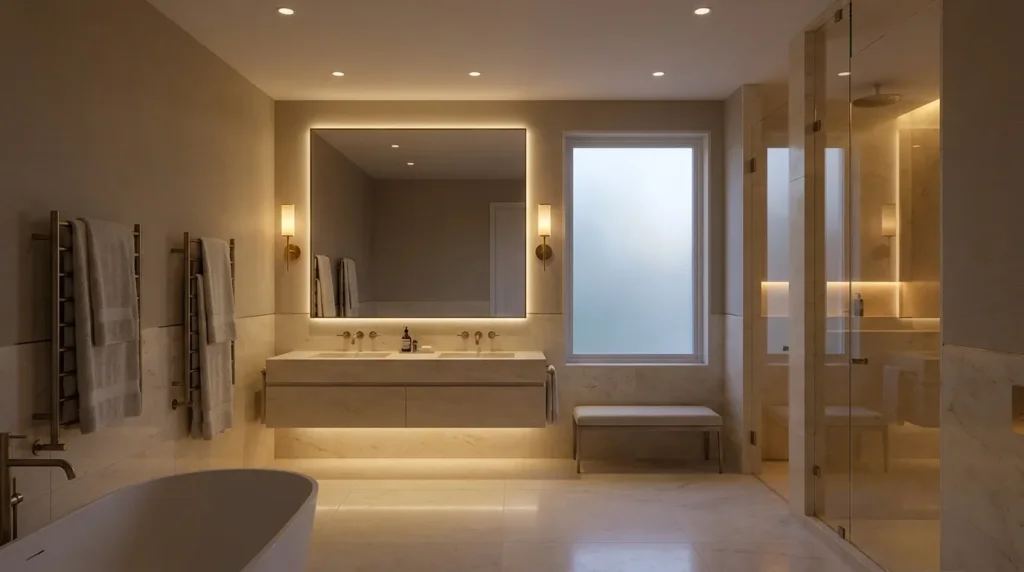 Use lighting to create a warm and functional atmosphere