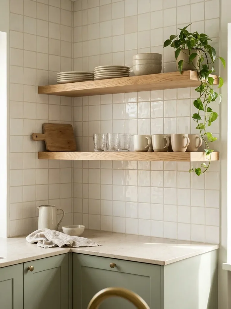 Use open shelving thoughtfully
