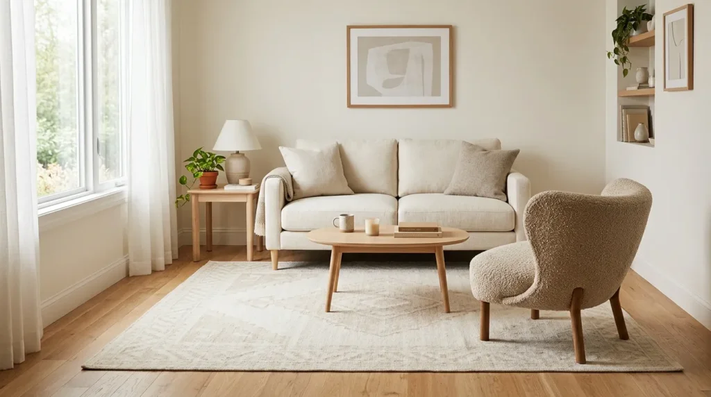 Use rugs to define, not divide, the space