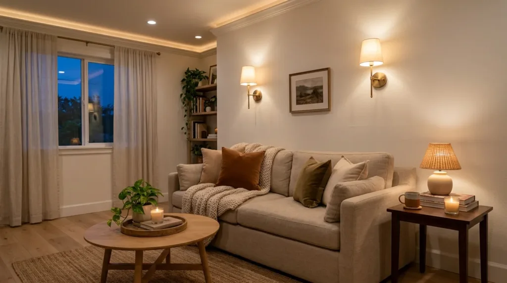 Use wall mounted lighting instead of floor lamps