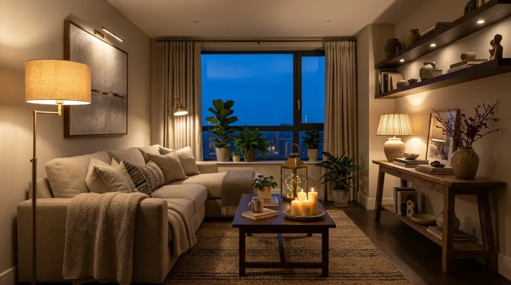 Use warm, layered lighting