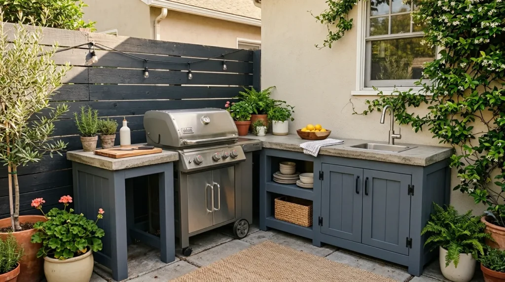 Use a freestanding grill cart